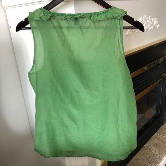 Banana Republic Silk/Cotton Tank with ruffle. Size Petite Large. Gently used. - Picture 4 of 5